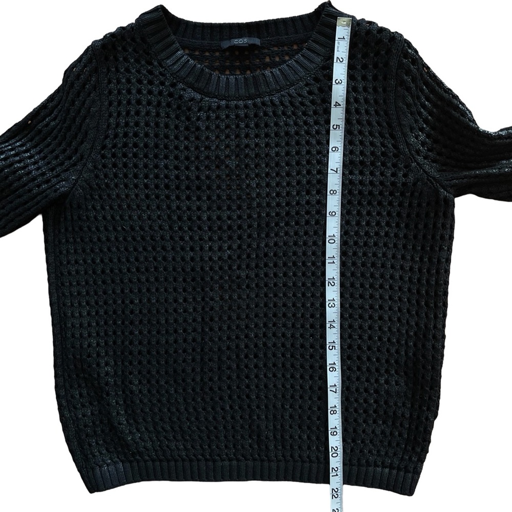 COS Black Open Knit Mesh Sweater Cotton Wool Blend - Picture 7 of 7